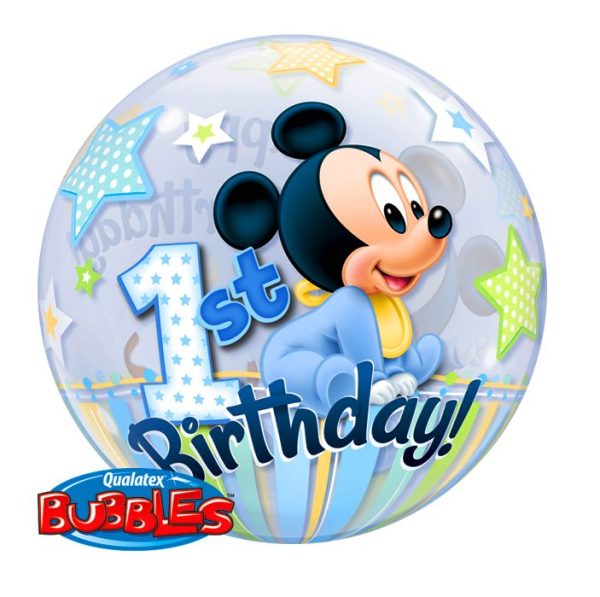 Bubble 22" Mickey Mouse 1st Birthday Balloon