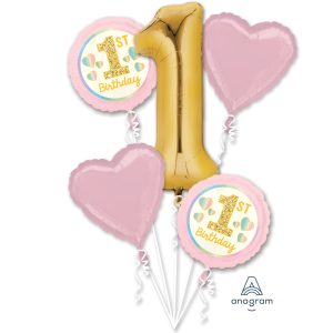 Balloon Bouquet Girl 1st Birthday Pink & Gold