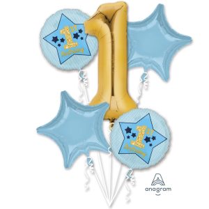 Balloon Bouquet Boy 1st Birthday Blue & Gold
