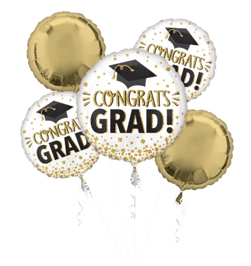 Balloon Bouquet Congrats Grad Gold Glitter