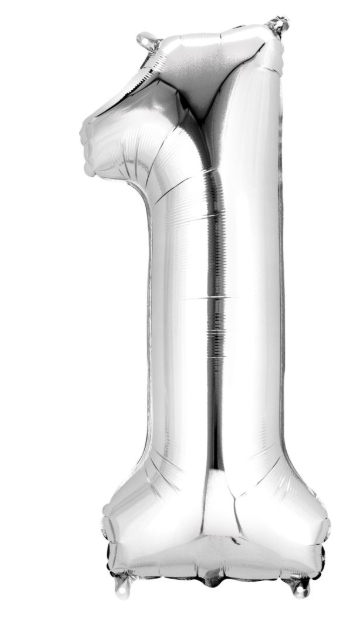 34" Silver Number 1 Balloon