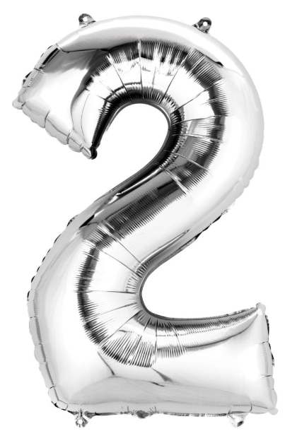 34" Silver Number 2 Balloon