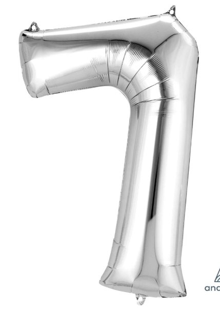 34" Silver Number 7 Balloon