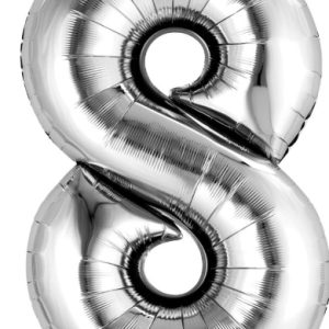 34" Silver Number 8 Balloon