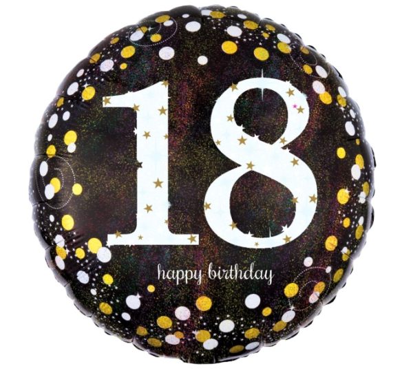 18" Holographic Sparkling Birthday 18 Balloon