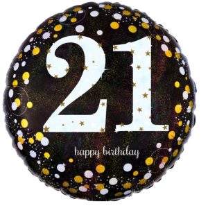18" Holographic Sparkling Birthday 21 Balloon