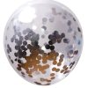 Latex 12" Clear Round Confetti Silver